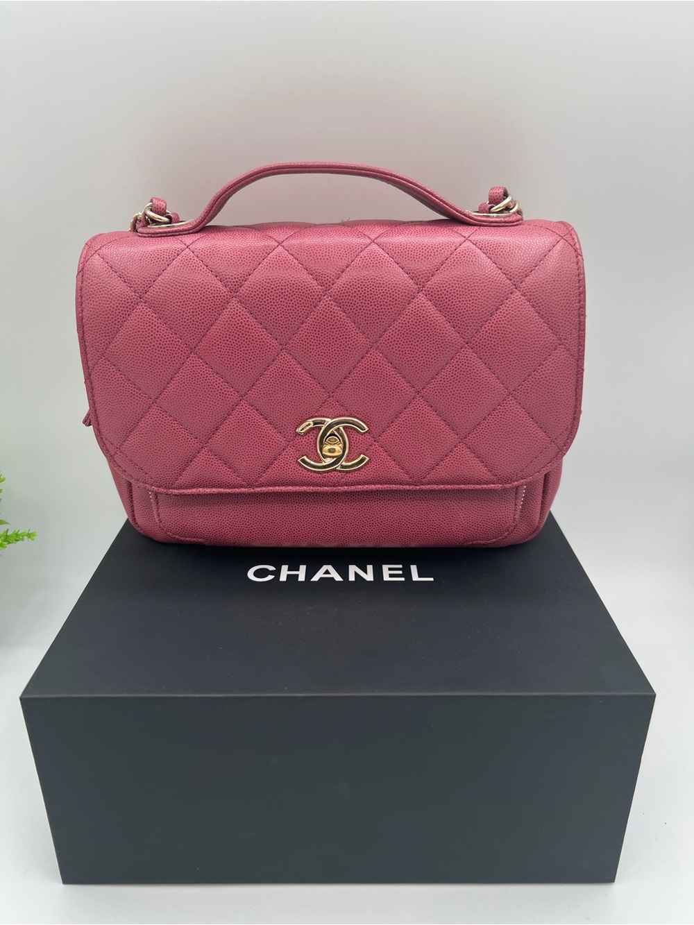 Chanel Leather Business Affinity Flap Chain Shoulder Bag pink in box 🔥😍